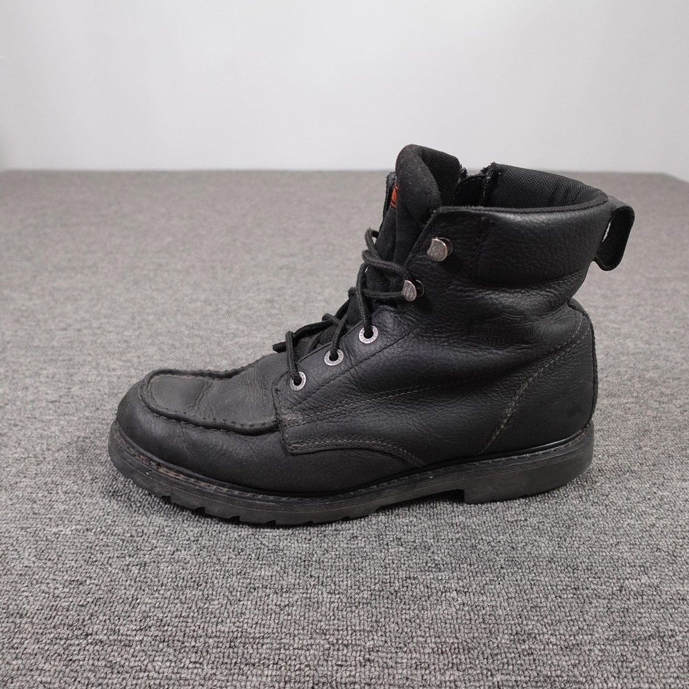 Harley-Davidson Boots Mens Size 11 Black Leather Ankle Moto Biker Lace Up Zip